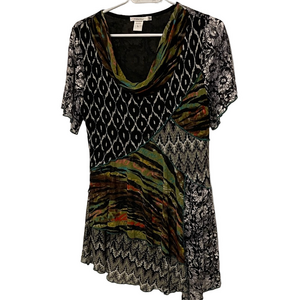 Feratelli Multicolour Patterned Short Sleeve Dress Size Large